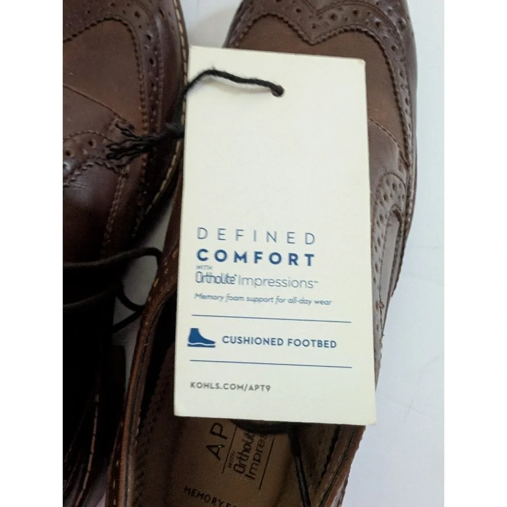 Apt 9 Mens Cognac/Brown Wingtip Oxfords Size 8M